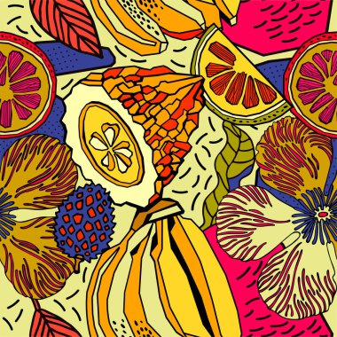 Egzotik bitkiler ile parlak tropikal arka plan. 