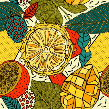 Egzotik bitkiler ile parlak tropikal arka plan. 