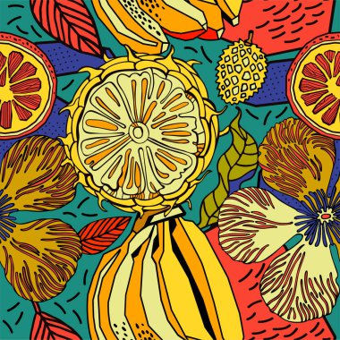 Egzotik bitkiler ile parlak tropikal arka plan. 