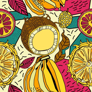 Egzotik bitkiler ile parlak tropikal arka plan. 