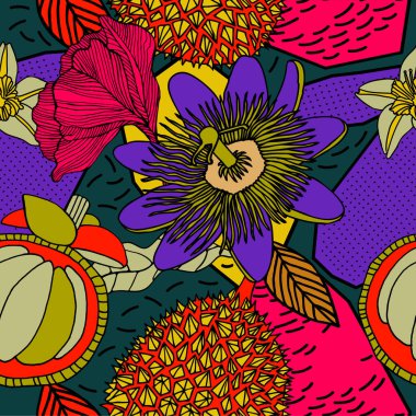 Egzotik bitkiler ile parlak tropikal arka plan. 