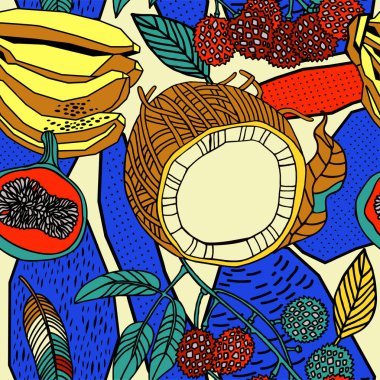 Egzotik bitkiler ile parlak tropikal arka plan. 