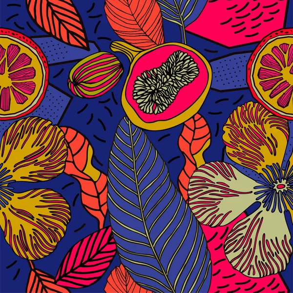 Egzotik bitkiler ile parlak tropikal arka plan. 