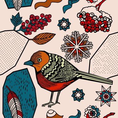 Kış sıcacık illüstrasyon. Noel dekoratif geçmişi. Vektör.