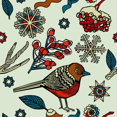 Kış sıcacık illüstrasyon. Noel dekoratif geçmişi. Vektör.