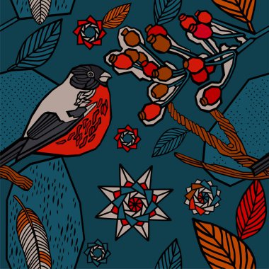 Kış sıcacık illüstrasyon. Noel dekoratif geçmişi. Vektör.