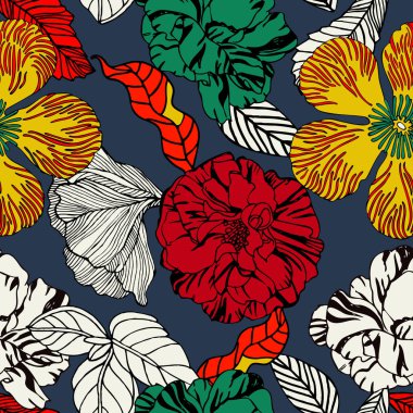 Egzotik bitkiler ile parlak tropikal arka plan. 