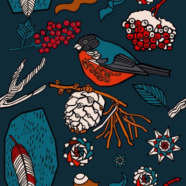 Kış sıcacık illüstrasyon. Noel dekoratif geçmişi. Vektör.