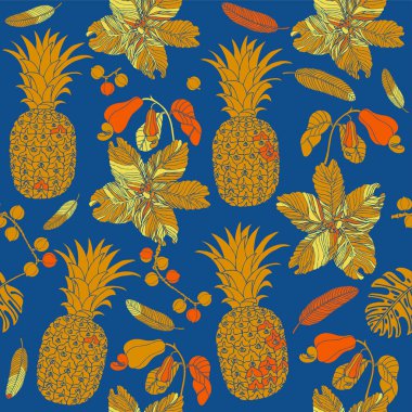 Egzotik bitkiler ile parlak tropikal arka plan. 