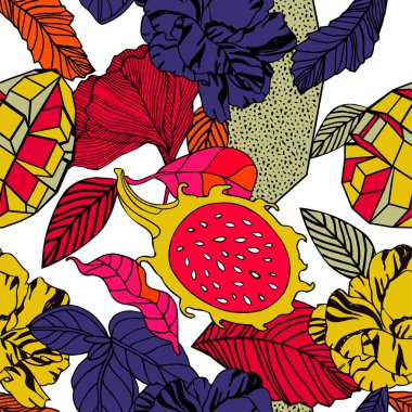 Egzotik bitkiler ile parlak tropikal arka plan. 