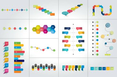 Mega dizi zaman çizelgesi Infographic şablonları, diyagramları, sunumlar.