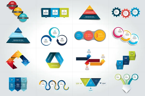 Mega Conjunto Pasos Plantillas Infografía Diagramas Gráfico Presentaciones Gráfico Concepto — Vector de stock
