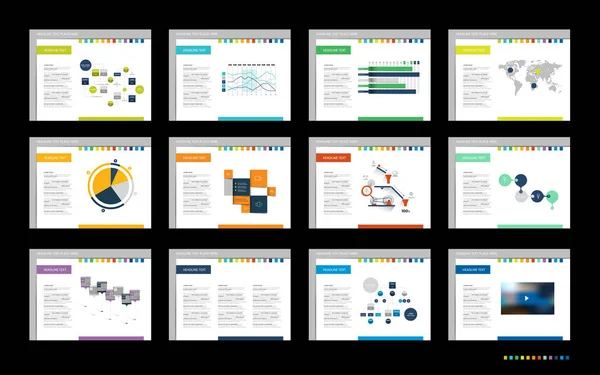 Mega Conjunto Plantillas Presentación Infografías Para Folleto Póster Diapositiva Revista — Vector de stock