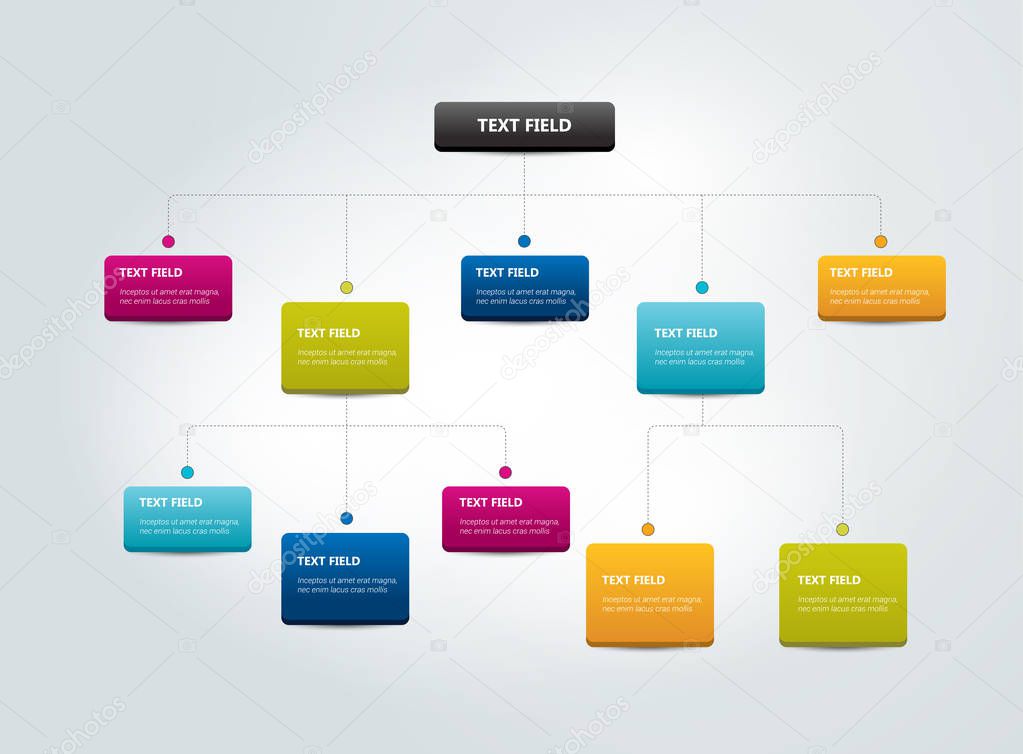 Fowchart  Infographics . Colored shadows scheme.