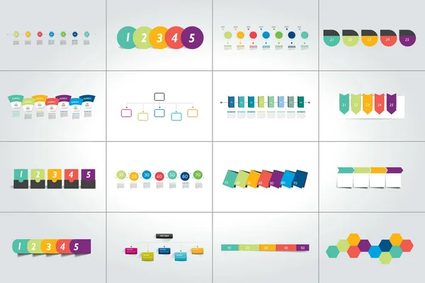 Mega Conjunto Modelos Infográficos Linha Tempo Diagramas Apresentações —  Vetores de Stock