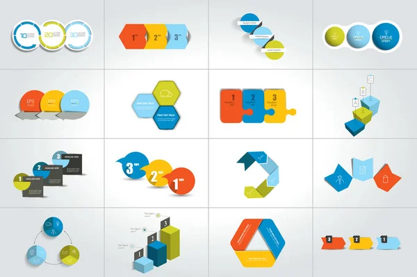 Mega Set Von Schritten Infografik Vorlagen Diagramme Grafik Präsentationen Diagramm — Stockvektor