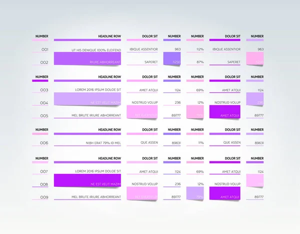 Tabela Harmonogram Zakładka Projektant Szablon Infografiki Wektor — Wektor stockowy