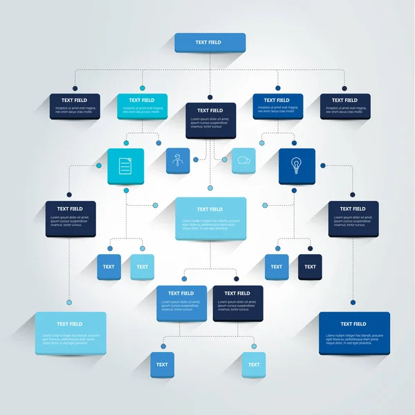 Diagrama Flujo Infográfico Esquema Sombras Colores — Vector de stock