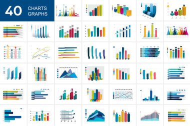 Charst, grafikler büyük kümesi. Mavi renk. Infographics iş öğeleri.