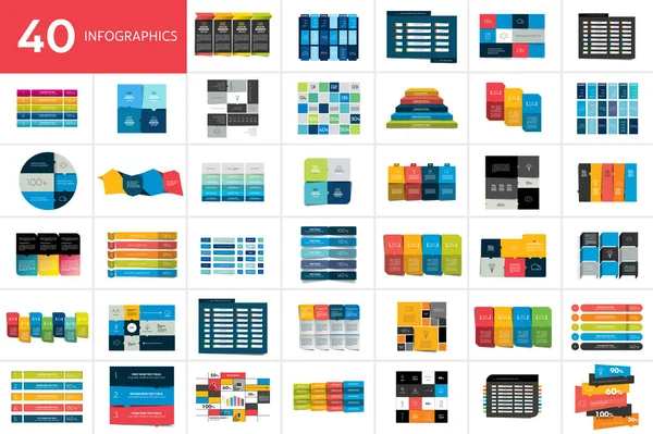 Big Set Charst Tables Schedules Infographics — Stock Vector