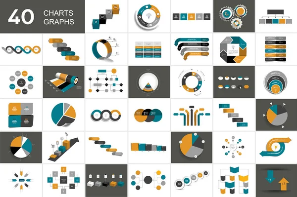 Gran Conjunto Gráfico Gráfico Esquema Infografía — Vector de stock