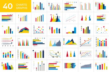 Charst, grafikler büyük kümesi. Mavi renk. Infographics iş öğeleri.