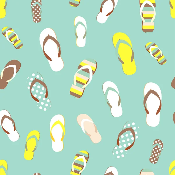 Flip Flop Color Summer Pattern Seamless Repeat Background Cartoon Flat — Stock Vector