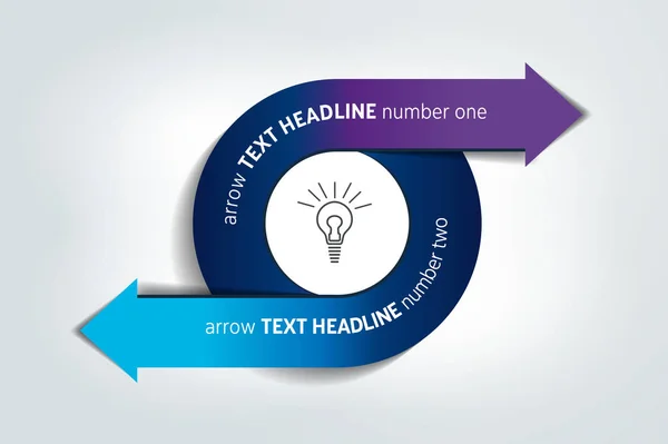 Cerc Rotund Împărţit Două Săgeţi Șablon Schemă Diagramă Diagramă Grafic — Vector de stoc