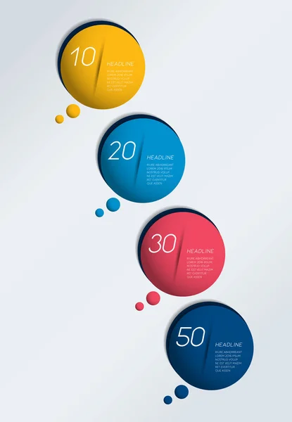 Cuatro Pasos Elementos Gráfico Burbujas Esquema Diagrama Plantilla Infográfica — Archivo Imágenes Vectoriales