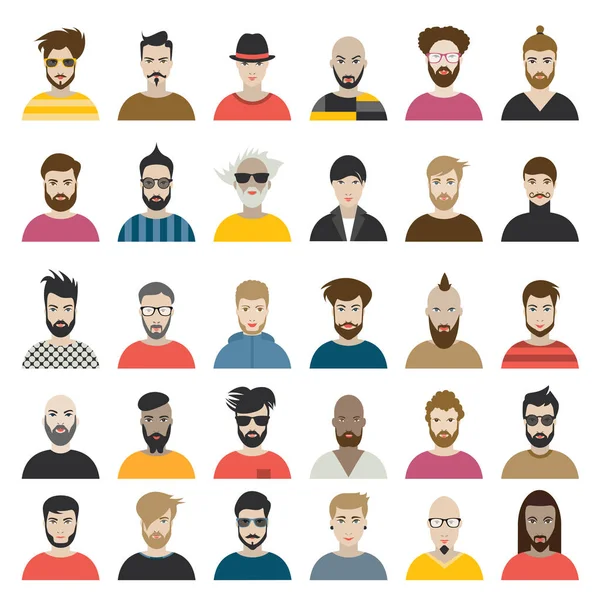 Des Têtes Avatar Masculines Différents Types Hommes Visages Vecteur — Image vectorielle