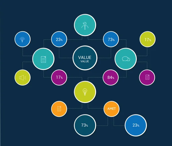 Infographics Flödesschema Färgade Skuggor System — Stock vektor