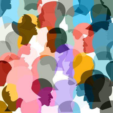 İnsanların kafaları. Renkli insan modeli, arka plan. Vektör illüstrasyonu. 