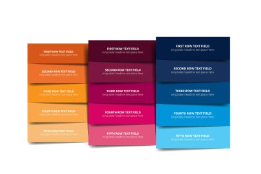 Seçenek şablonu, masa, program, pankart. Adım adım bilgi aktarımı.