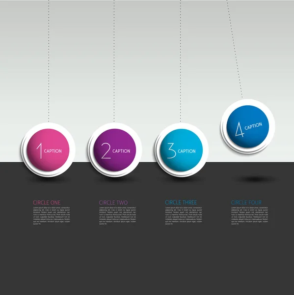 Bannière Option Vectorielle Infographique Avec Pendule Sphères Couleur Boules Bulles — Image vectorielle