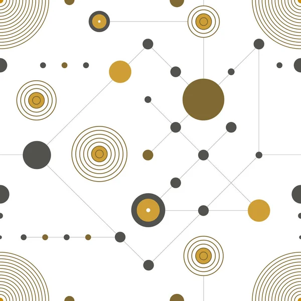 Geometrische Naadloze Patroon Raster Textuur Met Lijnen Cirkels Stippen Vector — Stockvector