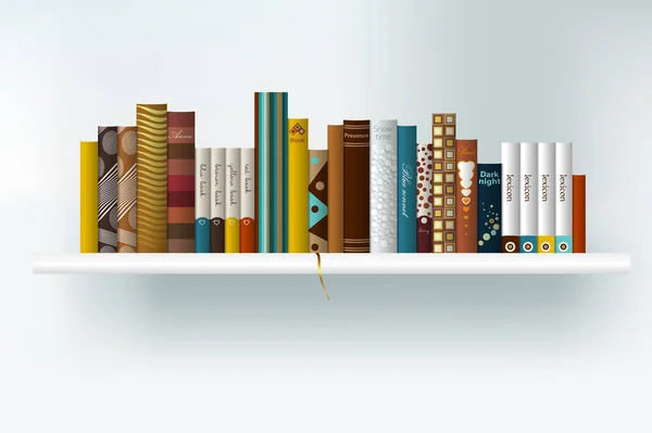 Boekenplank Vector Illustratie Boekhandel Indoor — Stockvector
