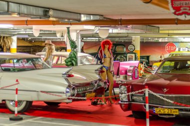 Koscierzyna, Polonya 23 Eylül 2018 ; Müze, Koscierzyna, Polonya klasik, eski Amerikan araba sergisi.