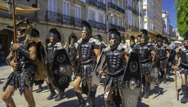 Lugo, Galicia/Spain; 06 17 2018: Pretorian Tropa Arde Lucus