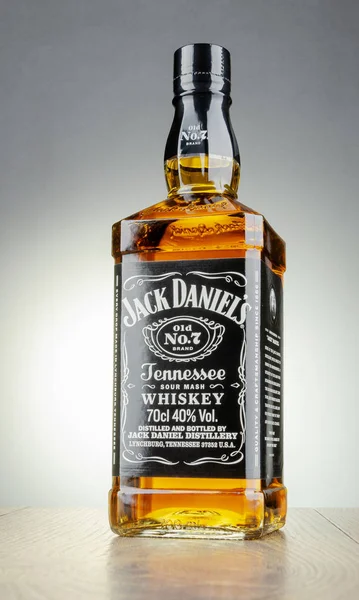 Kwidzyn Polen April 2018 Fles Van Jack Daniels Whiskey Geïsoleerd — Stockfoto