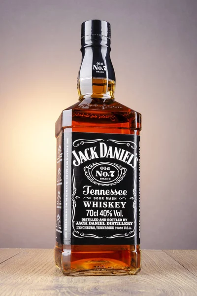 Kwidzyn Poland April 2018 Bottle Jack Daniels Whiskey Isolated Gradient — Stock Photo, Image