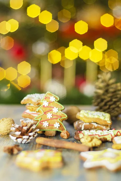 Köstliche Handgemachte Lebkuchen Auf Bokeh Hintergrund — Stockfoto