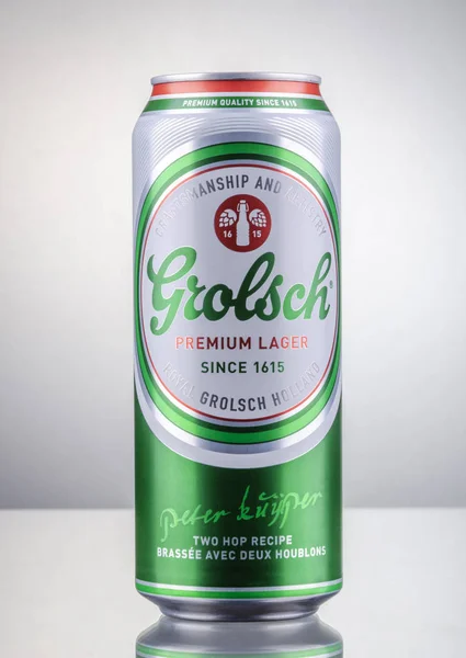 Kwidzyn Polonia Marzo 2018 Birra Lager Premium Grolsch Isolata Fondo — Foto Stock