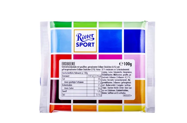 Ritter Sport Choklad Bar Isolerad Vit Bakgrund — Stockfoto