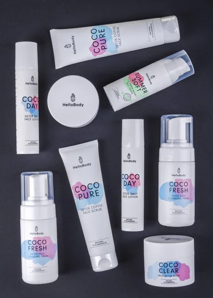 Hola Cosmética Corporal Aislada Sobre Fondo Degradado Hola Cosméticos Corporales — Foto de Stock