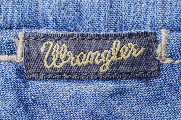 Одяг Етикетці Вранглера Сорочці Wrangler Американський Виробник Джинсів Штаб Квартира — стокове фото