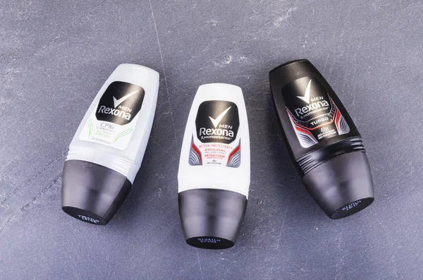 Rexona Deodorant Geïsoleerd Steen Leisteen Achtergrond Rexona Deodorant Antitranspirant Merk — Stockfoto