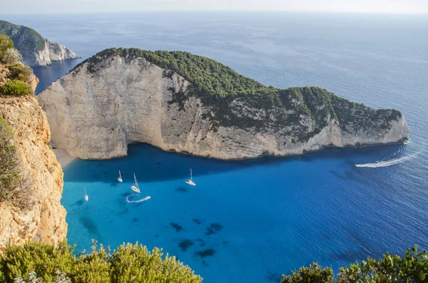 Picturesque Navagio Beach Famous Shipwreck North West Coast Zakynthos Island — стоковое фото