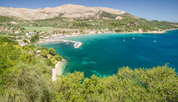 Vista Panorâmica Praia Areia Keri Costa Sudoeste Ilha Zakynthos Grécia — Fotografia de Stock