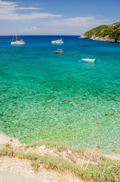 在Makris Gialos沙滩上的风景 它位于希腊Zakynthos岛的西北海岸 — 图库照片