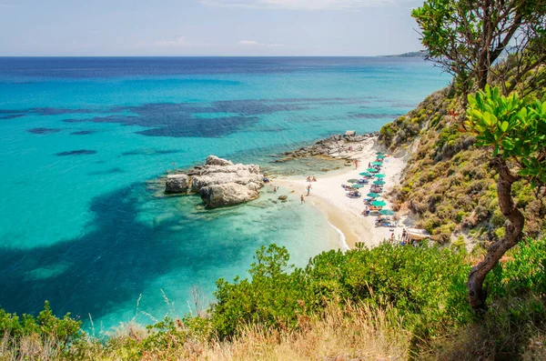 Praia Areia Pitoresca Xigia Costa Nordeste Ilha Zakynthos Grécia — Fotografia de Stock